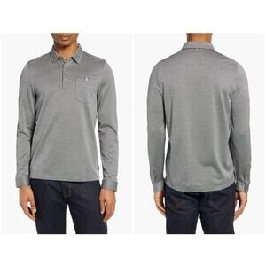 Ted Baker Amuse Long Sleeve Piqué Polo Grey sz 7